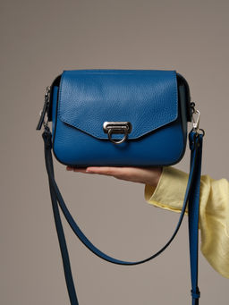 Сумка кожаная через плечо Azaro 3684 синяя гуашь