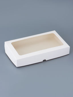 Цена за 50 шт. Коробка складная, белая, с окном, 26×15×4 см