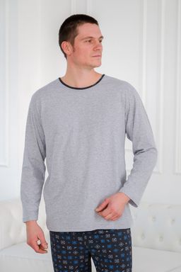 Пижама мужская из футболки с длинным рукавом и брюк из кулирки Генри антрацит макси - Амадэль фото 11