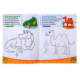 Цена за 4 шт. Раскраска «Животные южных стран», 12 стр.