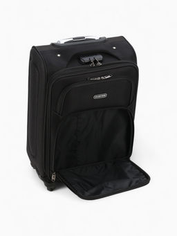 Чемодан на колёсах маленький 45 л (S), на молнии, с увеличением, кодовый замок, 4 колеса, чёрный