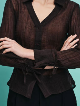 Приталенная блуза из тенселя / Zarina фото 5