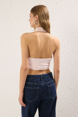 Trendyolmilla Ekru Boyundan Baglamal? Fitted/Vucuda Oturan Crop Orme Bluz TWOSS22BZ0544  фото 23