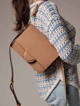 Сумка кожаная Deboro 30574 бежевая нуга