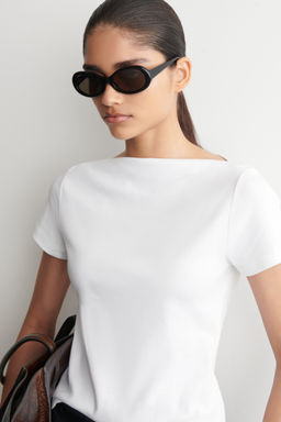 CAMISETA ALGOD?N CUELLO BARCO SLIM FIT - H&m фото 7