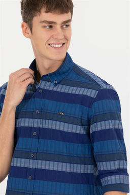 U. S. Polo Assn / Мужская синяя рубашка с длинным рукавом - U.s. polo assn фото 8