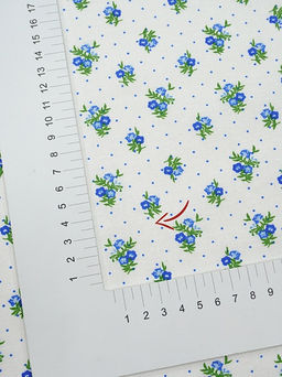 Ситец Синие цветочки с пшеном на белом, ш.0.8м, хлопок-100%, 100гр/м.кв - Купава фото 2