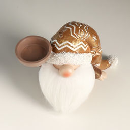 Подсвечник на 1 свечу «Фигурка: Дед Мороз в золотом колпаке с узорами», полистоун, 18×9.5×13 см