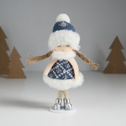 Кукла интерьерная Девочка в вязаной шубке 6х6х14 см