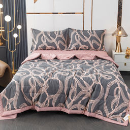 Комплект постельного белья Сатин с Одеялом 100% хлопок OB143 Евро/50-70 2 шт