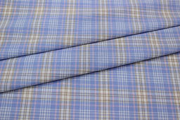 Вареный (стираный) хлопок Тройная клетка цв.голубая сирень, ш.2.5м, хл-100%, 115гр/м.кв - Купава фото 3