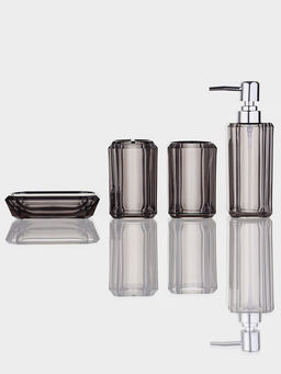 Набор для ванной «Кристалл», 4 предмета, дозатор, 2 стакана, мыльница