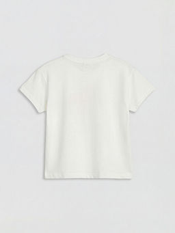 Bisiklet Yaka Bask?l? K?z ?ocuk Ti??rt