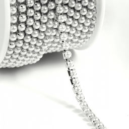 Цепь с жемчугом арт.TBY.05.03.S-1, цв.WHITE/SILVER, 3 мм, уп.10 м