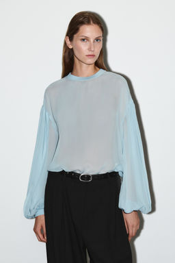 BLUSA TRANSPARENTE CON MANGAS GLOBO - H&m фото 2