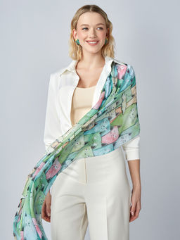 с котиками! Большой, мягкий, тонкий и очень нежный двусторонний палантин с рисунком - Tantino фото 4