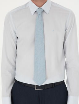 Голубая классическая хлопковая рубашка приталенного кроя - Cacharel фото 6