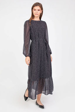 5-3014/783-5065-2 Платье принт белые штрихи на черном фоне - Serginnetti фото 2