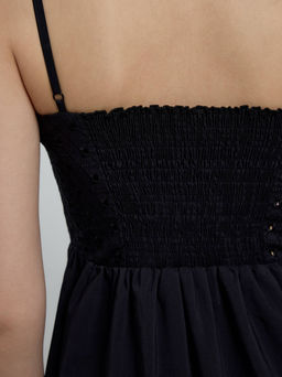 CONTE Легкое платье на тонких бретелях с вышивкой ришелье LPL 2339 black black