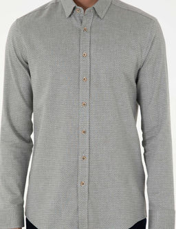 A__k Haki Slim Fit Uzun Kollu G_mlek