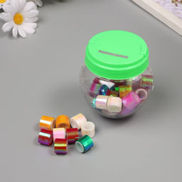 Клейкая лента пластик в банке «Перламутровый микс», набор 40 шт., 1.2 см, дл.0.9 м, 7×7×9 см