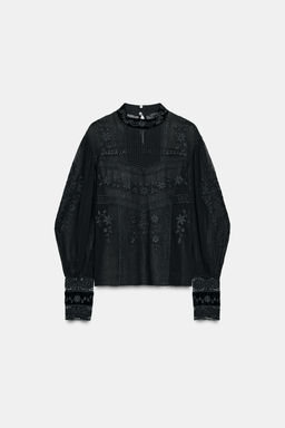 ZW COLLECTION VELVET LACE BLOUSE