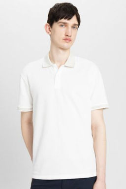 New Regular Fit Waffle K?sa Kollu Basic Duz Polo Tisort
