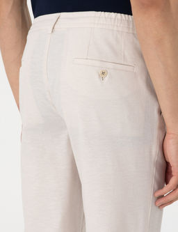 Bej Slim Fit Keten Kar___ml_ Pantolon