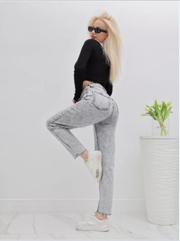 Джинсы момы укороченные с высокой посадкой, Артикул: 129680 - Liketon фото 5