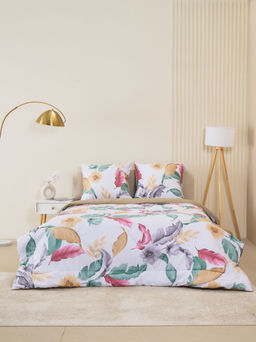 Комплект постельного белья из сатина с одеялом - Листья тропиков 2 сп. с Евро простыней (нав.70х70)