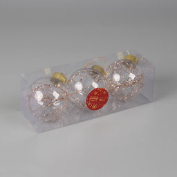 Ёлочные игрушки Джотто, шары новогодние, d=8 см, набор 3 шт., золото прозрачный - Зимнее волшебство фото 5