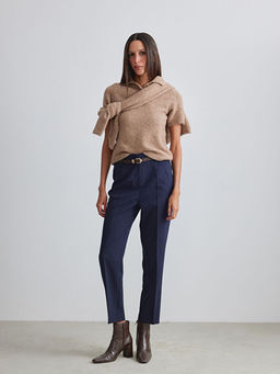 Polo Yaka Y?n Kar???ml? Kad?n Triko Kazak