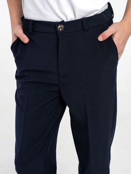 Синие школьные брюки для мальчика Инфанта, модель 0914К фото 3