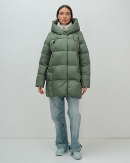 Куртка двубортная женская зимняя с капюшоном цвета хаки 7736Kh Бренд: Visdeer  фото 2