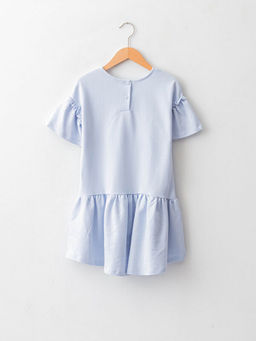 Bisiklet Yaka Bask?l? K?sa Kollu Pamuklu K?z ?ocuk Elbise - Waikiki фото 2