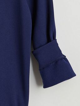 Bisiklet Yaka Bask?l? Erkek Kal?n Sweatshirt