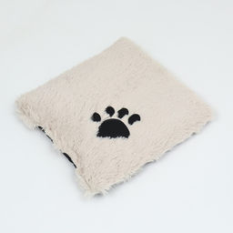 Лежак с подушкой, мех, сатин, периотек, 45 х 45 х 15 см, бежевый - Пижон фото 6