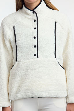 Beyaz C?tc?t Kapamal? Pelus Orme Spor Sweatshirt THMAW25SW00000 - Trendyolmilla фото 4