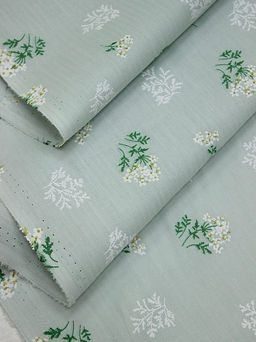 Плательный хлопок Веточки ромашки цв.бл.голубой мох, ш.1.45м, хлопок-100%, 105гр/м.кв - Купава фото 3