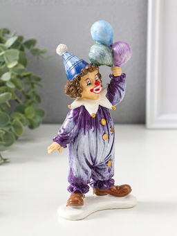 Сувенир полистоун "Клоун с воздушными шариками" сине-фиолетовый 10х6,5х19,5 см