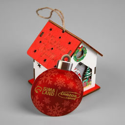 Подвеска световая Дом Деда Мороза, 76х8 см, 1 LED, от батареек AG103, свечение тёплое белое - Luazon lighting фото 4