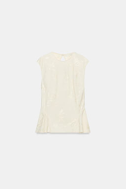 CAMISA PEPLUM JACQUARD ZW COLLECTION / Crudo / Beige - Zara фото 7
