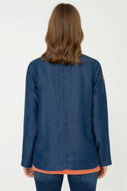 Женская темно-синяя джинсовая рубашка - U.s. polo assn фото 4