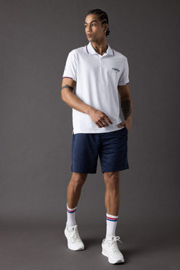 DeFactoFit Standart Fit Bask?l? K?sa Kollu Sporcu Polo Tisort  фото 3