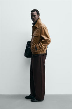 LEATHER JACKET WITH POCKETS - Zara фото 4