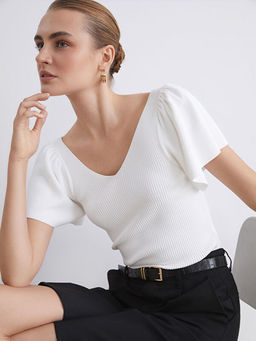 V Yaka Kad?n Triko Kazak