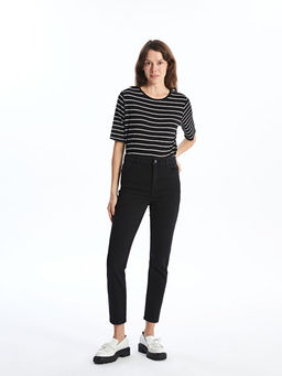 Slim Fit Kad?n ??i ?ardonlu Jean Pantolon