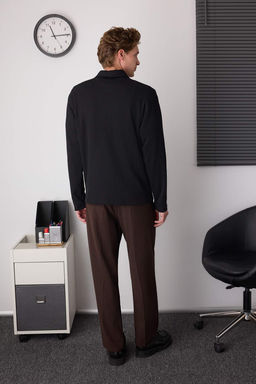 Siyah Oversize Polo Yaka Duz Polo Yaka T-shirt/Sweatshirt TMNAW26PO00000