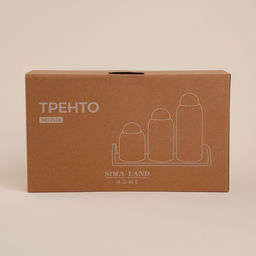 Банки для сыпучих SL Home «Тренто», 450/700/900 мл, набор 3 шт., на деревянной подставке, фарфор, белые