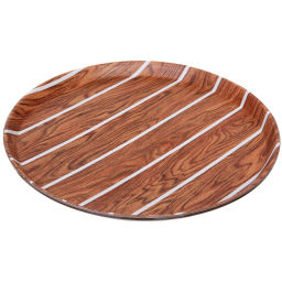 Цена за 2 шт. Поднос пластиковый "WOOD" 35см белая полоса